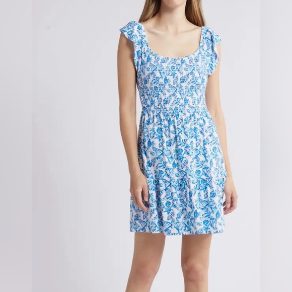 Lilly Pulitzer Dresses & Skirts - Lilly Pulitzer Blue and White One Shoulder Sundress